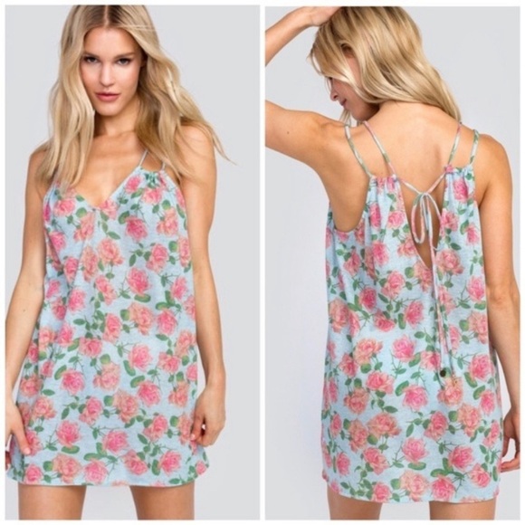 [Wildfox] Dusty Rose Lily Slip-On Swim Cover Dress - Picture 5 of 9